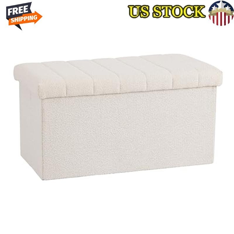 Cushioned Ottoman Storage Chest Footrest Stylish Padded Seat Living Room New
