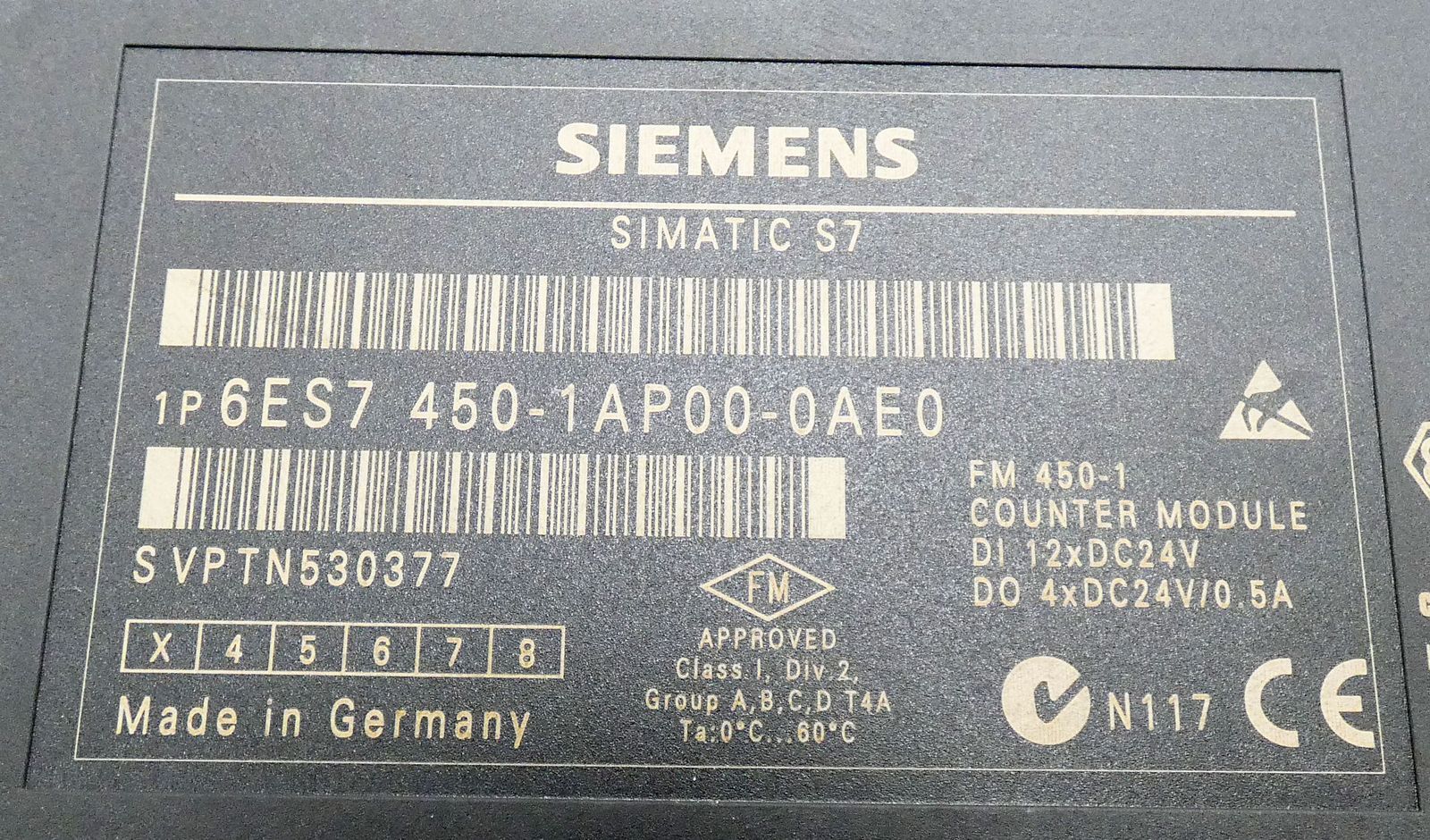Siemens Simatic S7 6ES7450-1AP00-0AE0 Version:03 Counter Module + Plug -used-