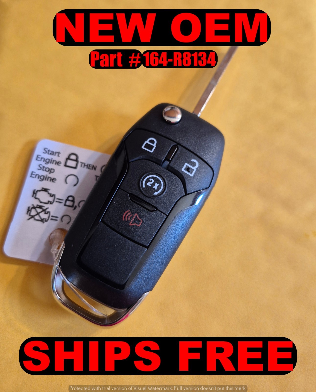 NEW OEM 2015-22 FORD F-150 F-250 REMOTE START FLIP KEY  164-R8134 N5F-A08TDA