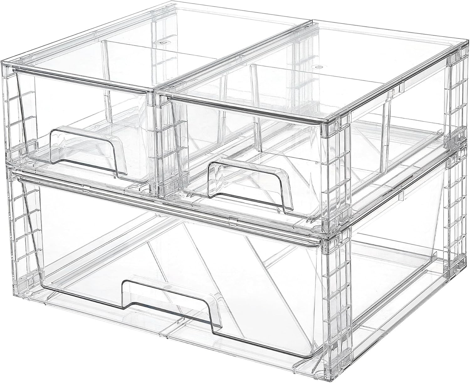 3 Pack Stackable Storage Drawers, Easily Assemble Acrylic Bathroom Undersink ...