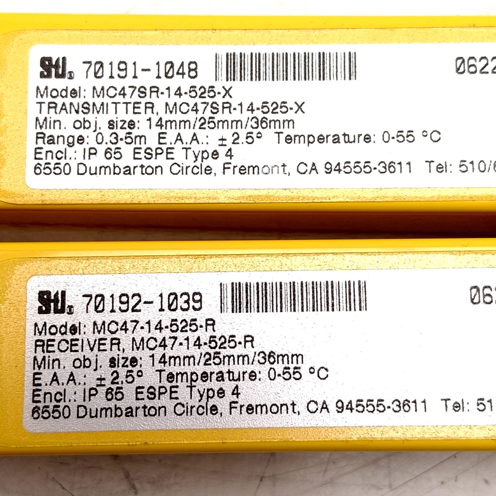 Omron Sti MC47SR-14-525-X / MC47-14-525-R MicroSafe Light Curtain, ø14mm, 525mm
