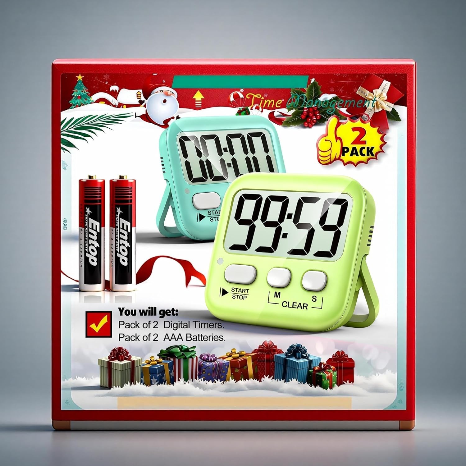 Magnetic Digital Timer Set: 2-Pack for Cooking & Classroom Management, Mute Mode