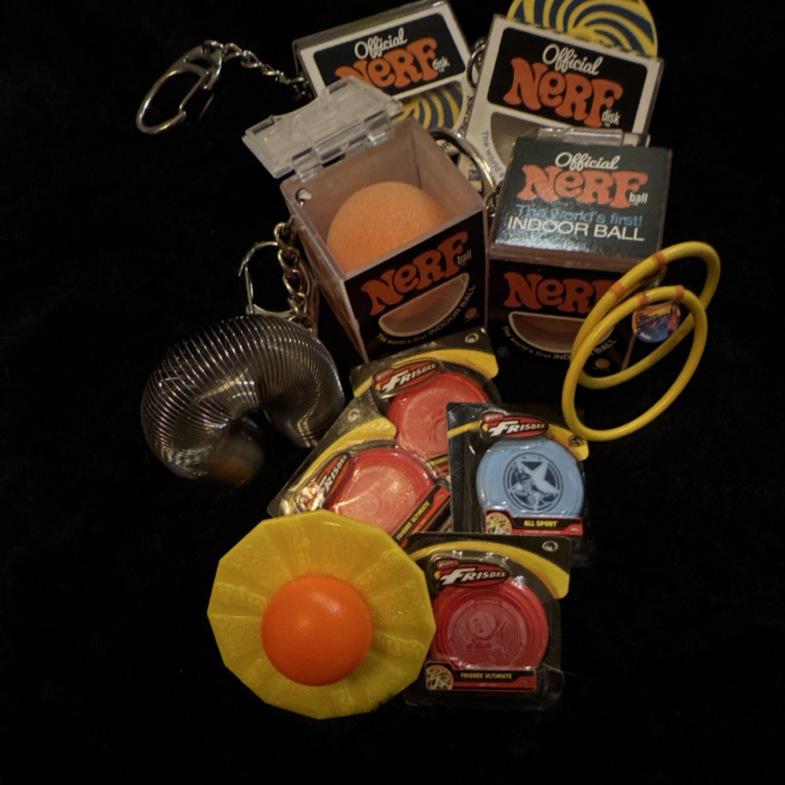 World’s Coolest Assorted Lot Keychain dodgeball pogo disk hula and frisbee