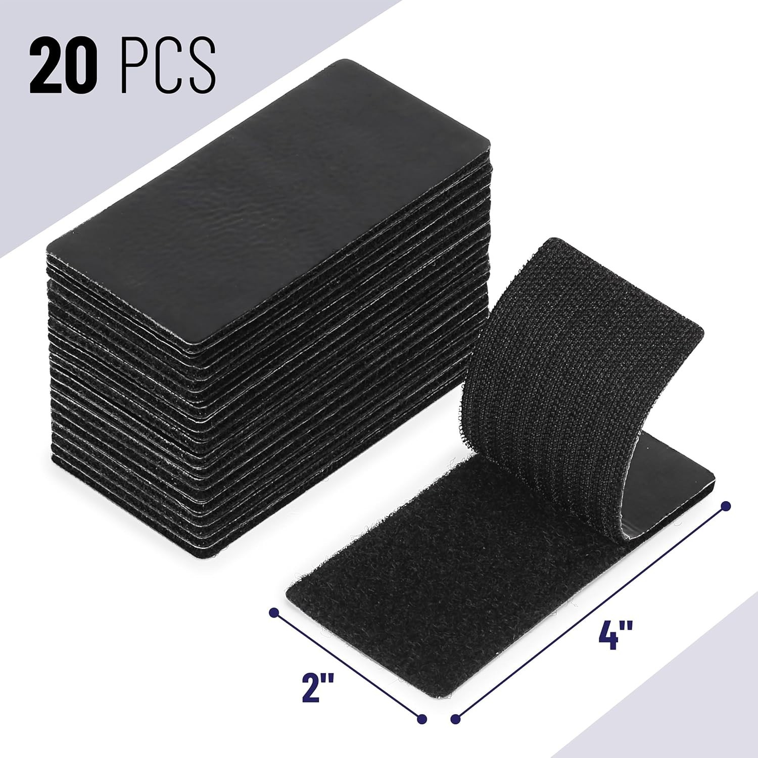 Bates 4" x 2" Heavy Duty Hook & Loop Tape - 20 Pcs for Strong and Secure Bonding