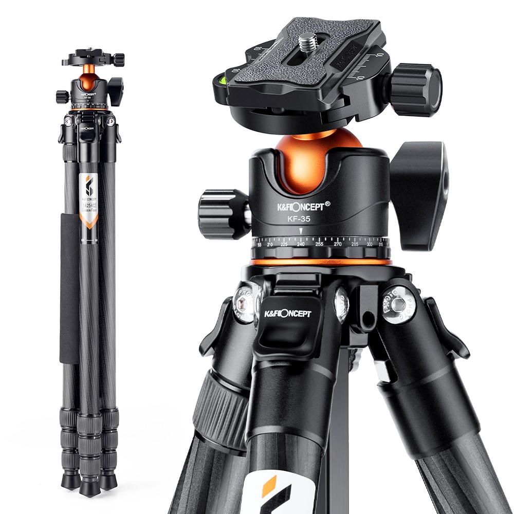 K&F CONCEPT 70" Carbon Fiber Camera Tripod 33lbs Load Detachable Monopod fr DSLR