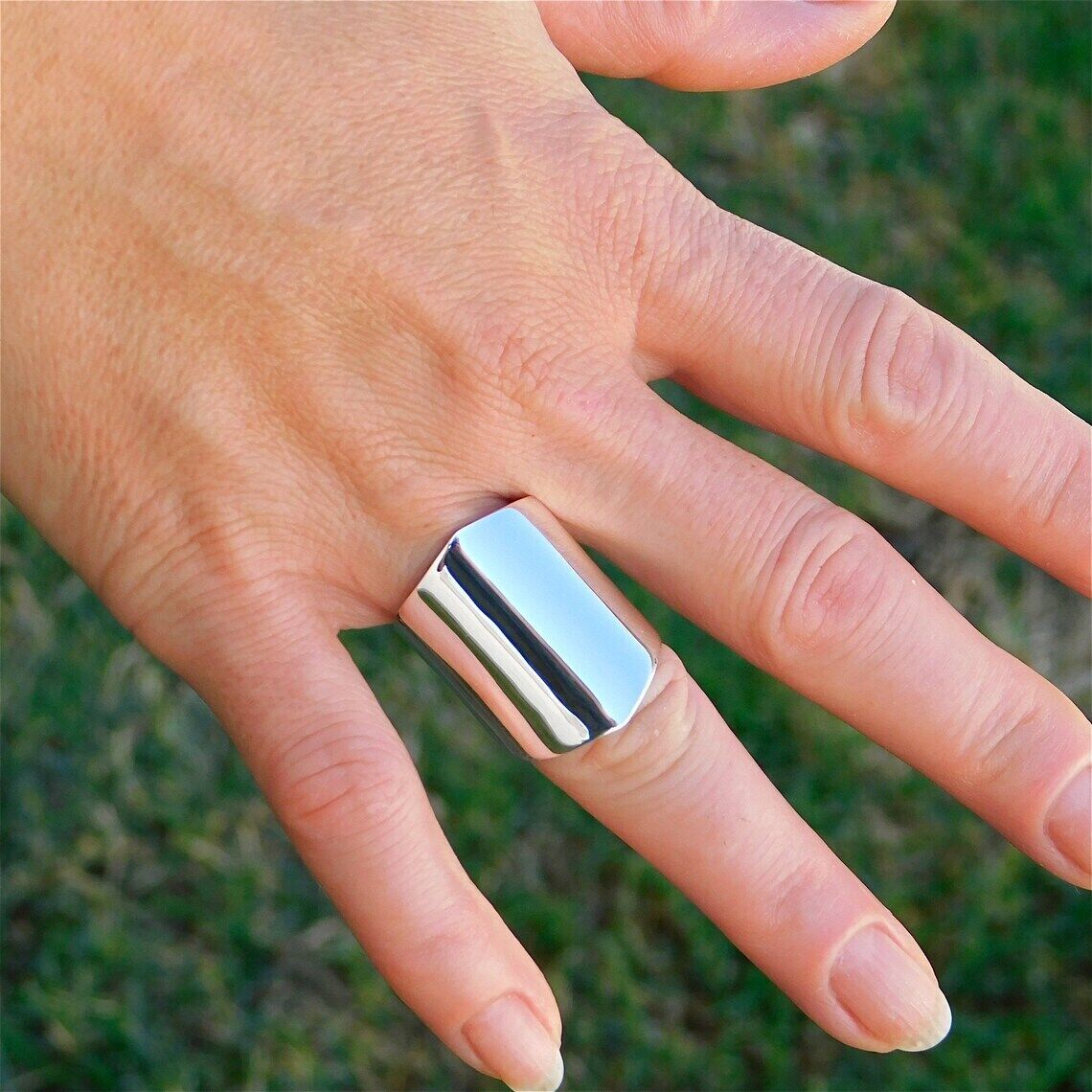 Long Large Statement Ring Cigar Ring 925 Solid Silver Tube Ring Handmade Ring