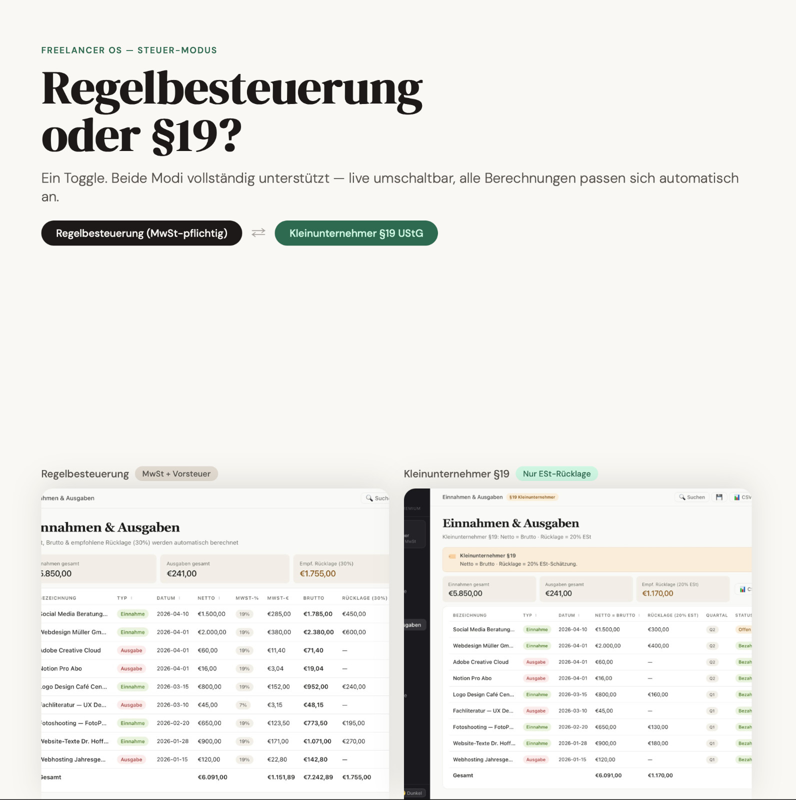 Freelancer OS German | All-in-One Freelancer Tool for Accounting, Invoice