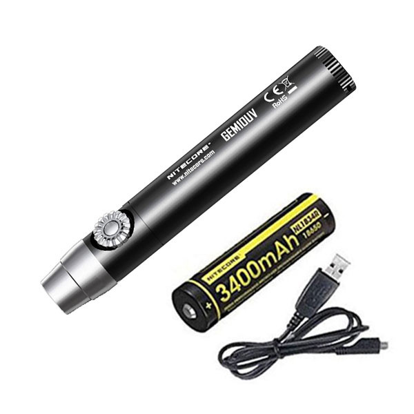 Nitcore GEM10UV GEM IDENTIFICATION Flashlight w/NL1834R Battery +Free USB Cord