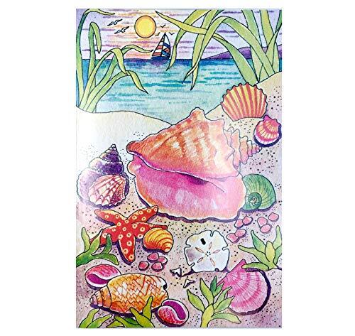 Shells Seashell Conch Beach Scene Notecards  Envelopes - Set of 8 - Blank inside