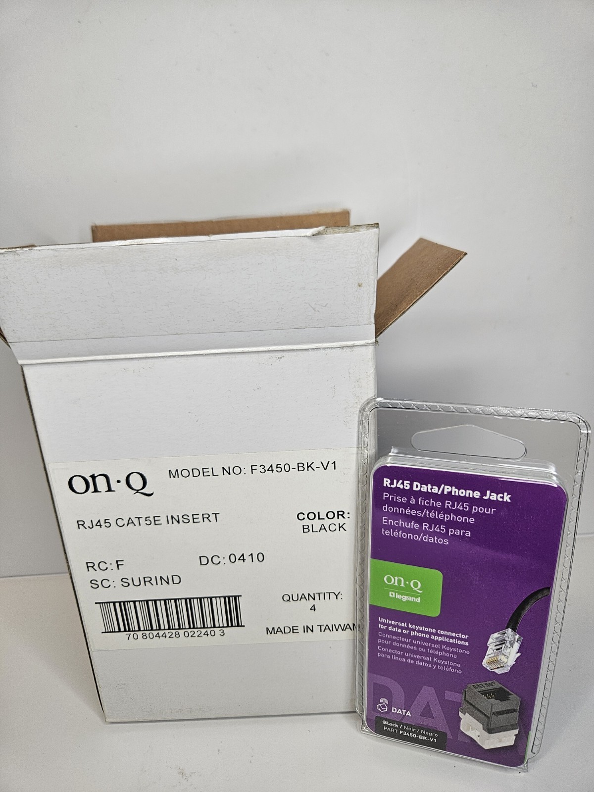 ON-Q Legrand RJ45 CAT5e Keystone Inserts Lot Of 8 (2 Boxes) Ethernet Ports Black