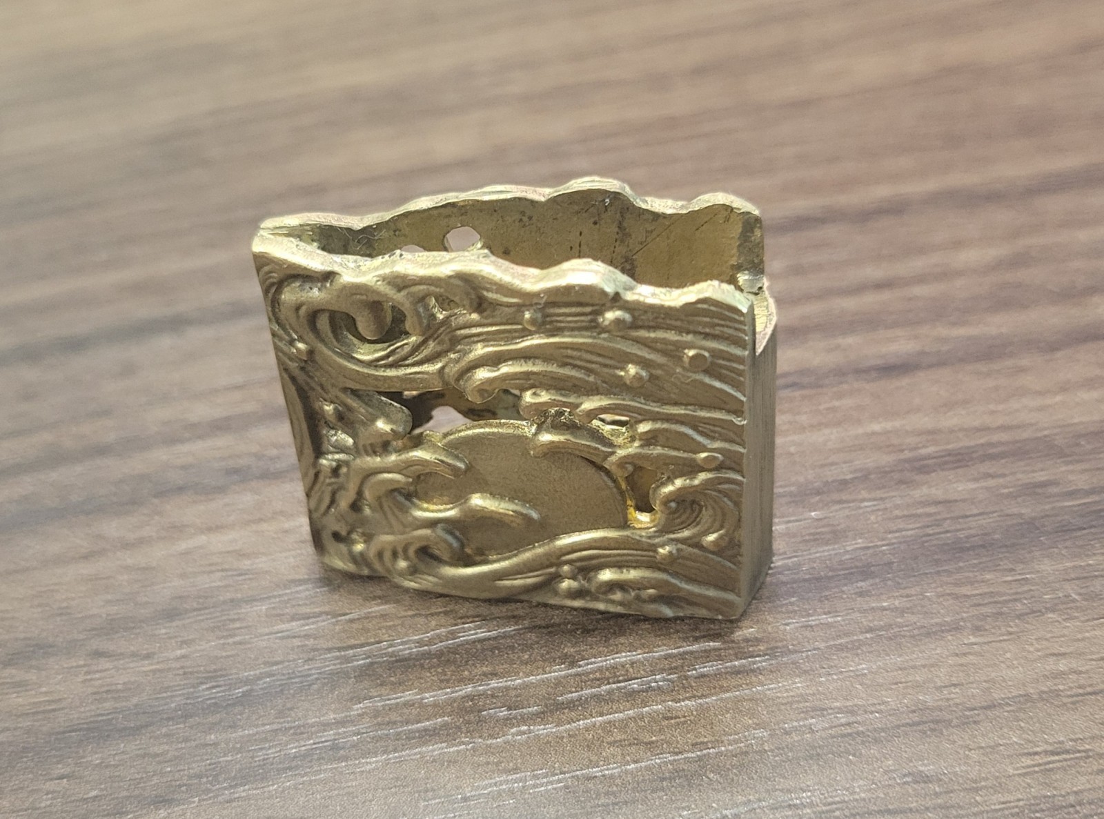 Brass Habaki Clip Moon Sea Wave For Japanese Katana Samurai Sword DIY