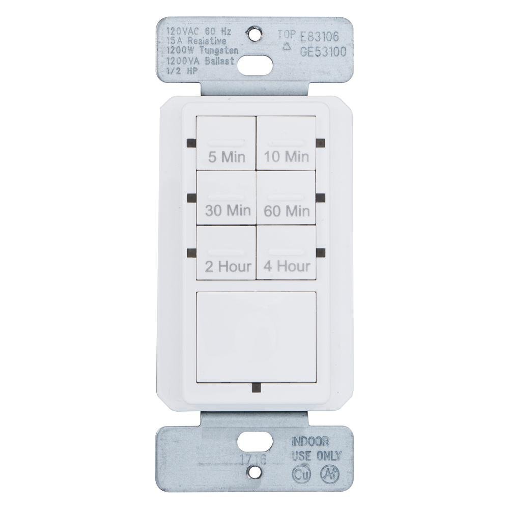 Defiant 15 Amp 4-Hour Countdown In-Wall Push Button Timer with Ground Terminal