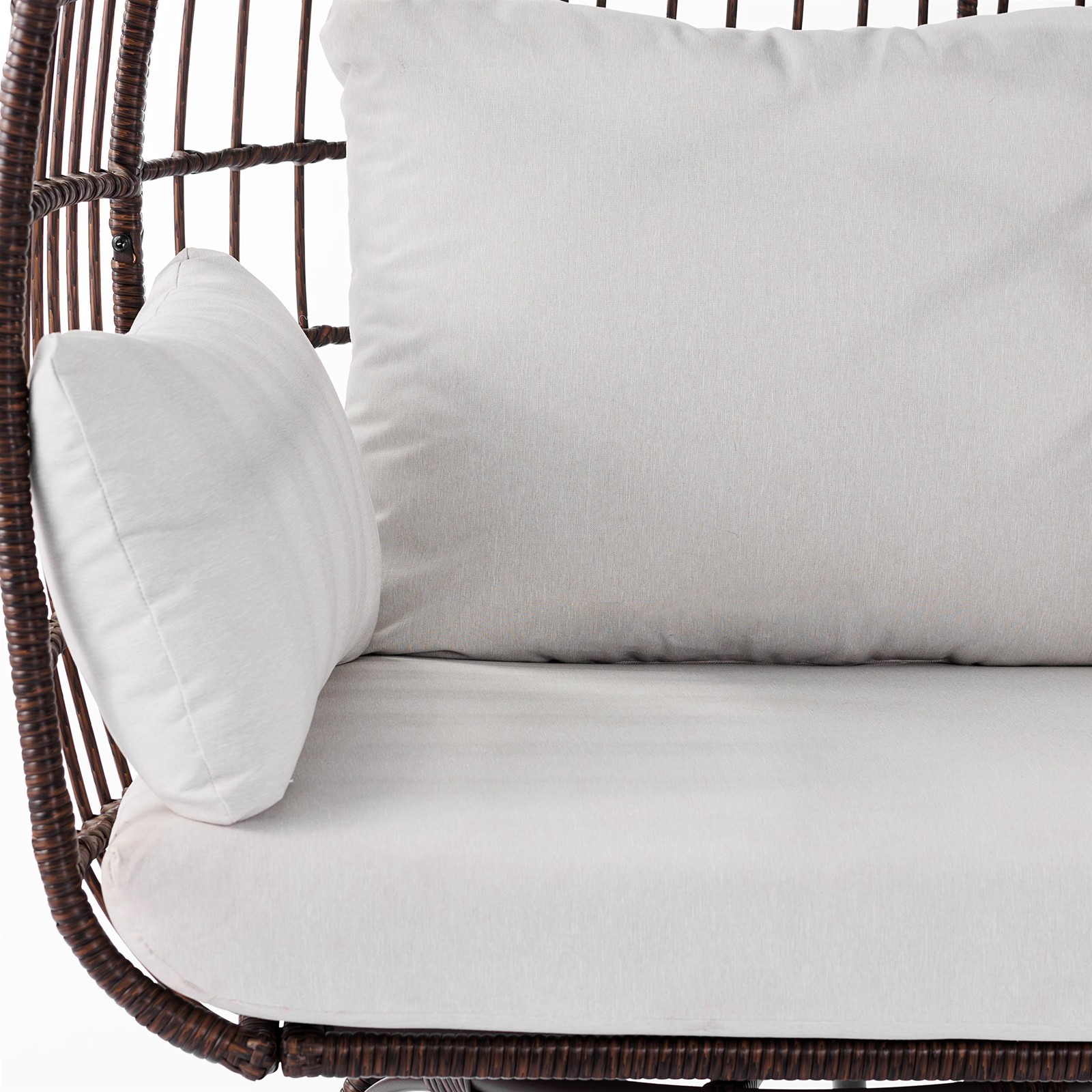 Commercial Indoor/Outdoor Wicker Swivel Lounge Chair with 4 Cushions in Brn/Crm