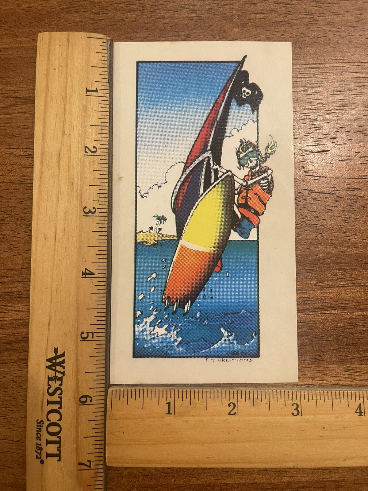 Vintage 1992 Faro Grateful Dead Windsurfing Skeleton Decal Sticker CT Creations