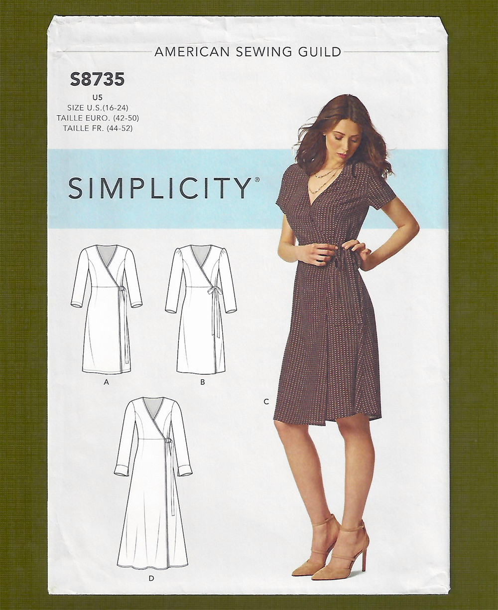 Easy Petite Wrap Dress Sewing Pattern~4 Variations (Sizes 16-24) Simplicity 8735