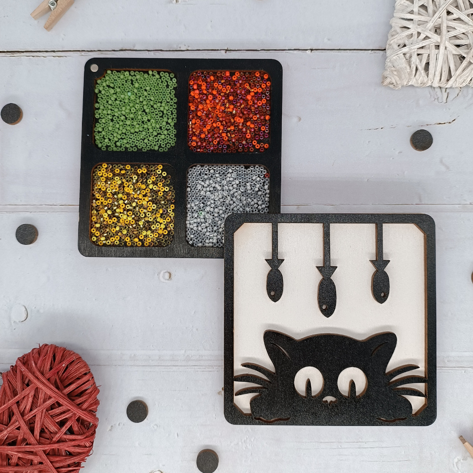 Wooden Bead Organizer with cover– Keep Your Crafting Neat and Tidy
