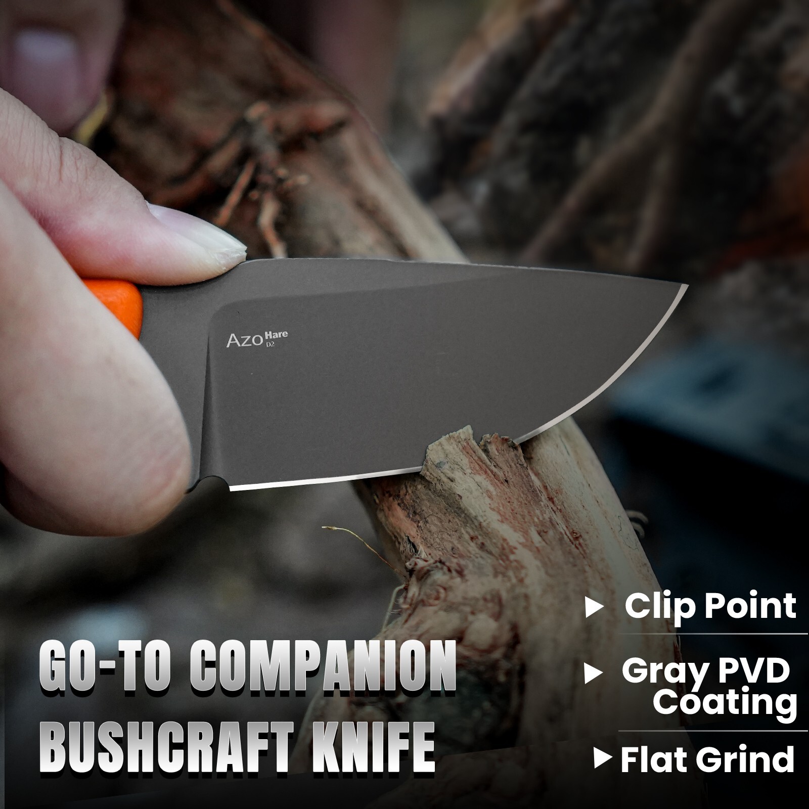 Kizer Clip point Fixed Blade Knife Hare Nitro-V/D2 Steel G10 Handle With Sheath