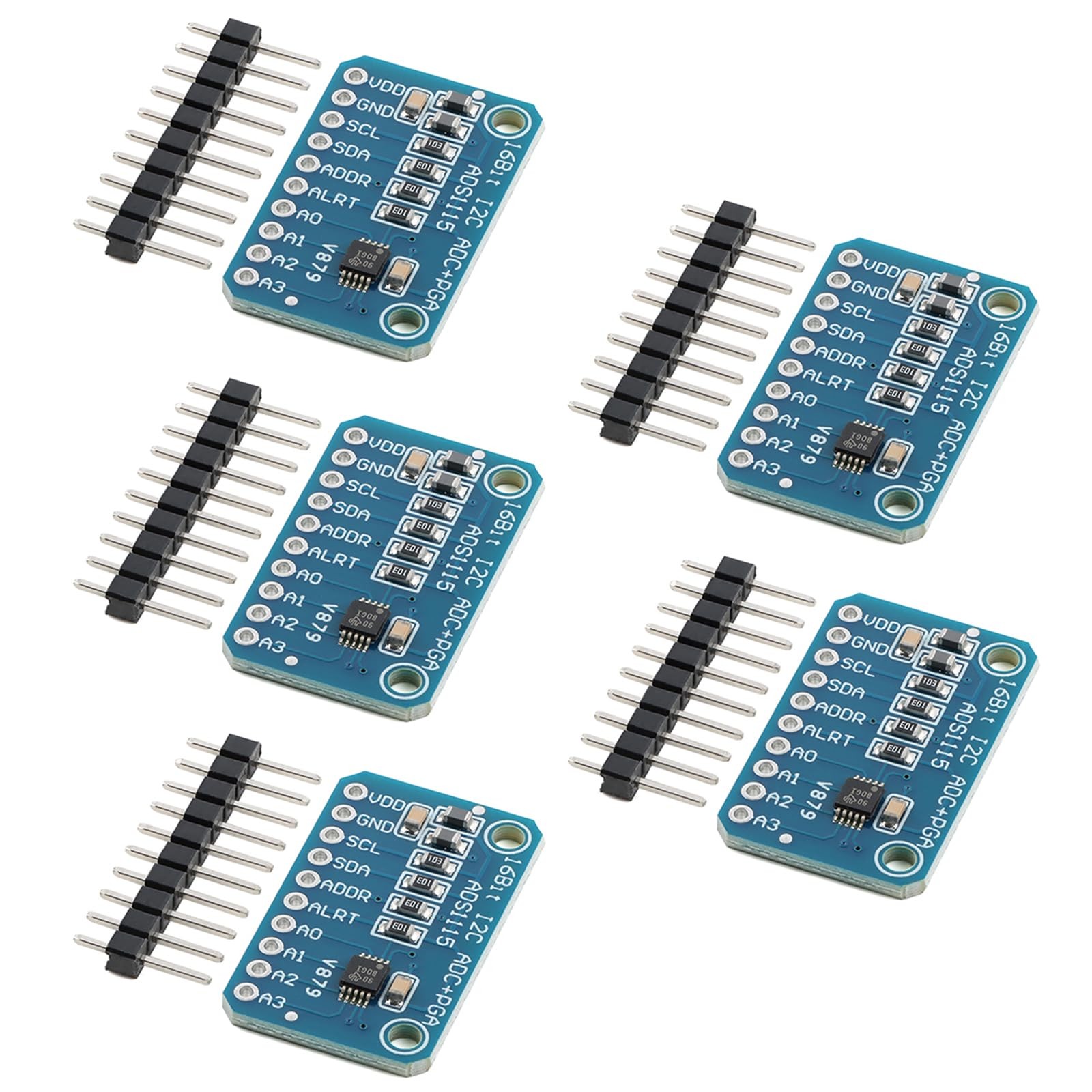5 PCS ADS1115 16bit 860SPS 4Channel ADC Module High Precision Blue PCB
