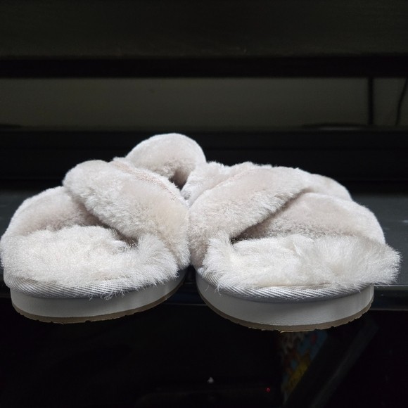 UGG Abela Gray Genuine Shearling Flip Flop