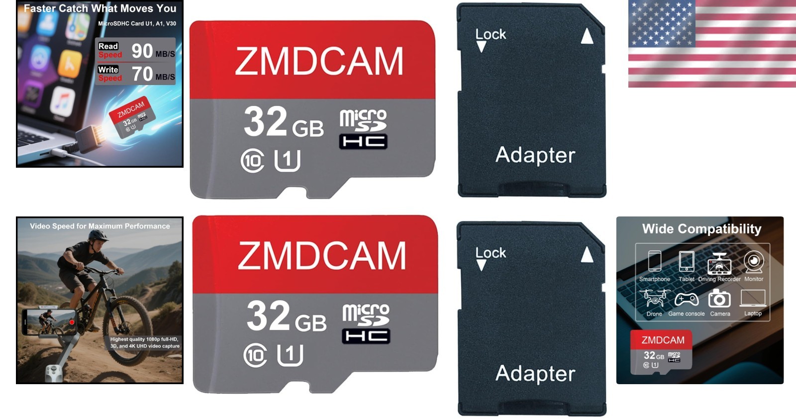 32GB Micro SD Cards - 2-Pack, Waterproof & High-Speed for Cameras & Consoles