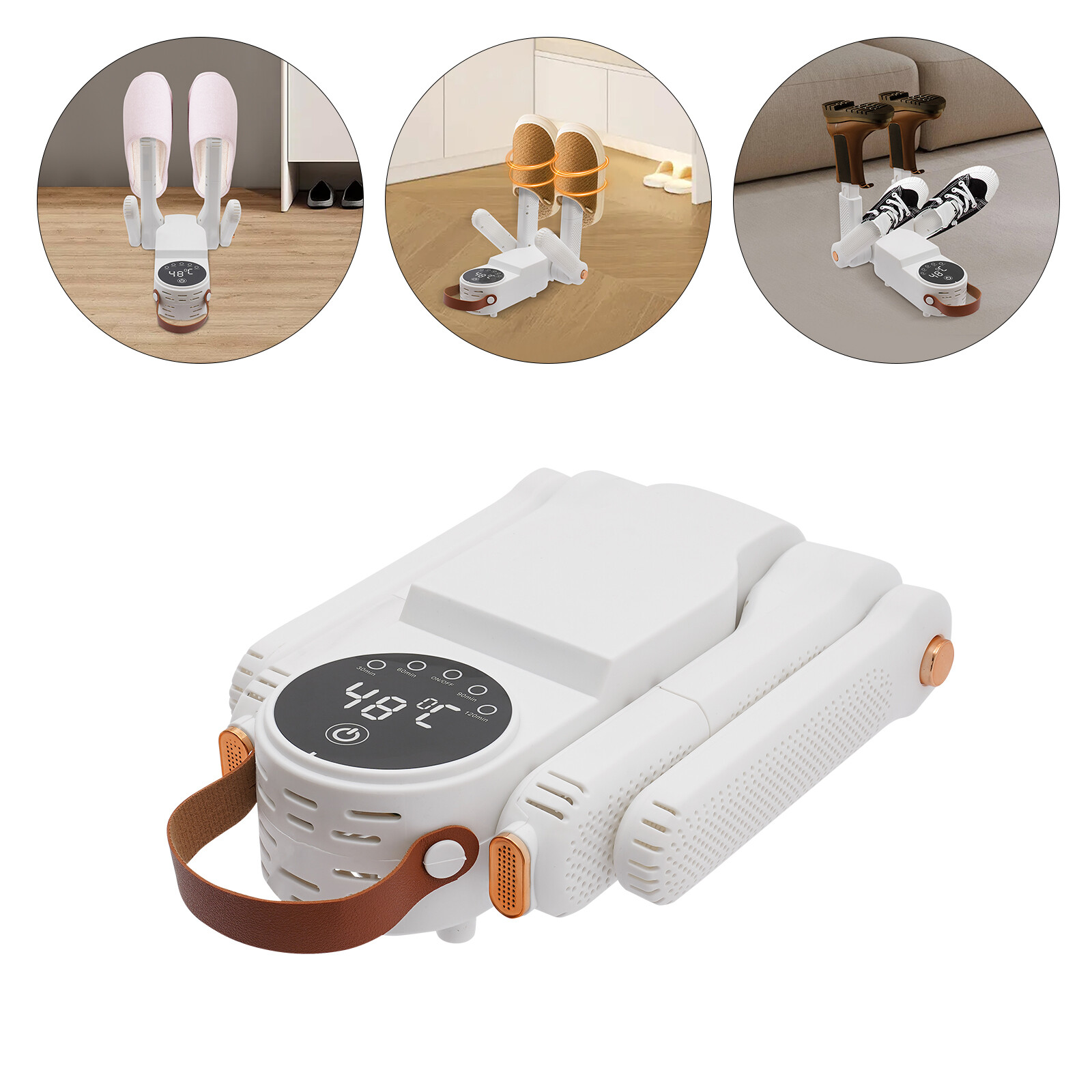 Electric Boot and Shoe Dryer with Timer, 150W, 360° Drying, White