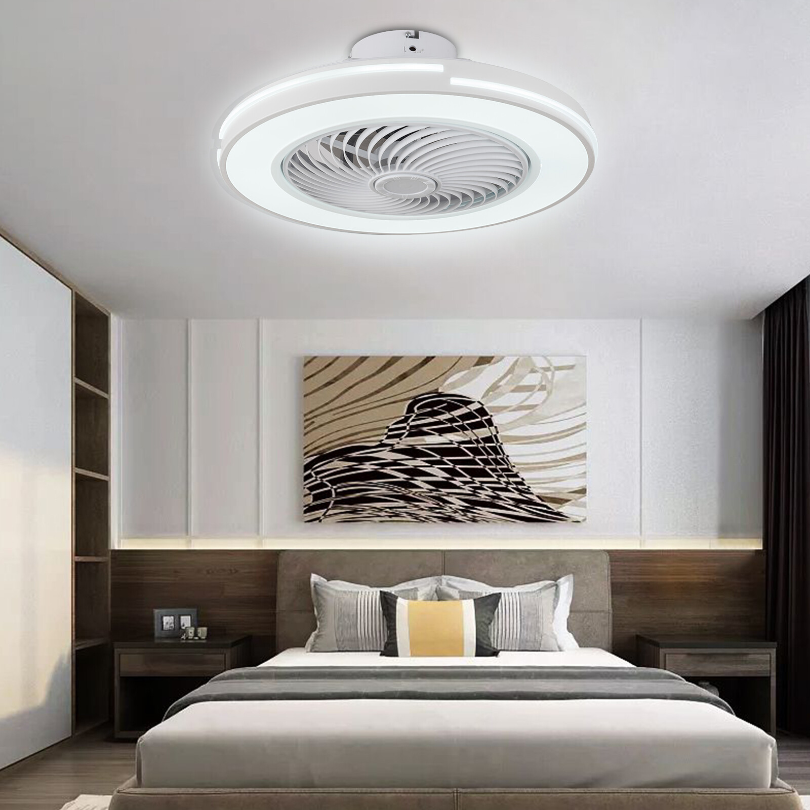 20" Modern Ceiling Fan with LED Light Chandelier Flush Mount Lamp Remote Control