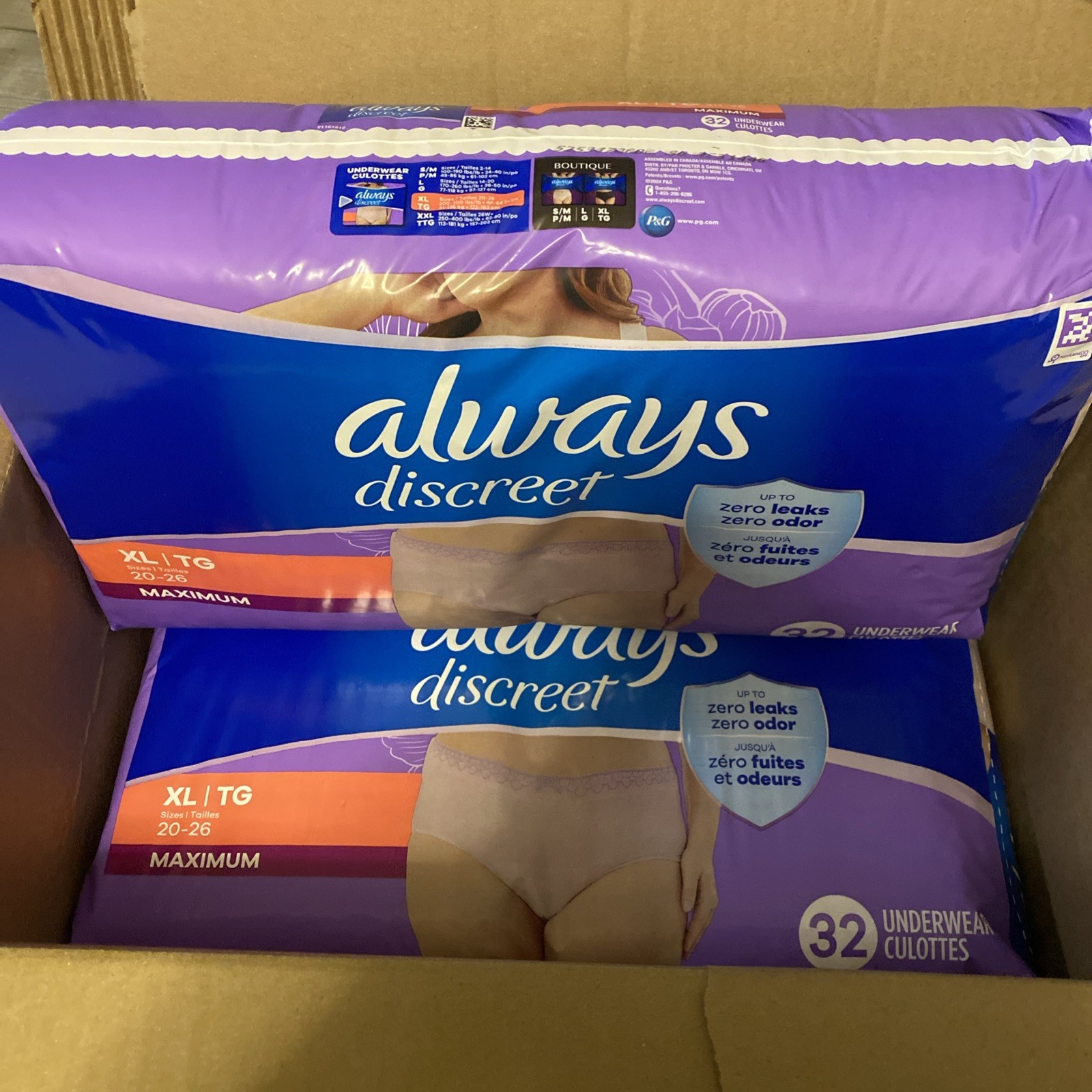 Always Discreet Adult Incontinence Underwear for Women, XL, 64 Count