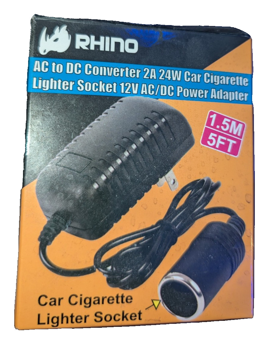 Rhino 12V 2A Car Cigarette Lighter AC to DC Power Adapter