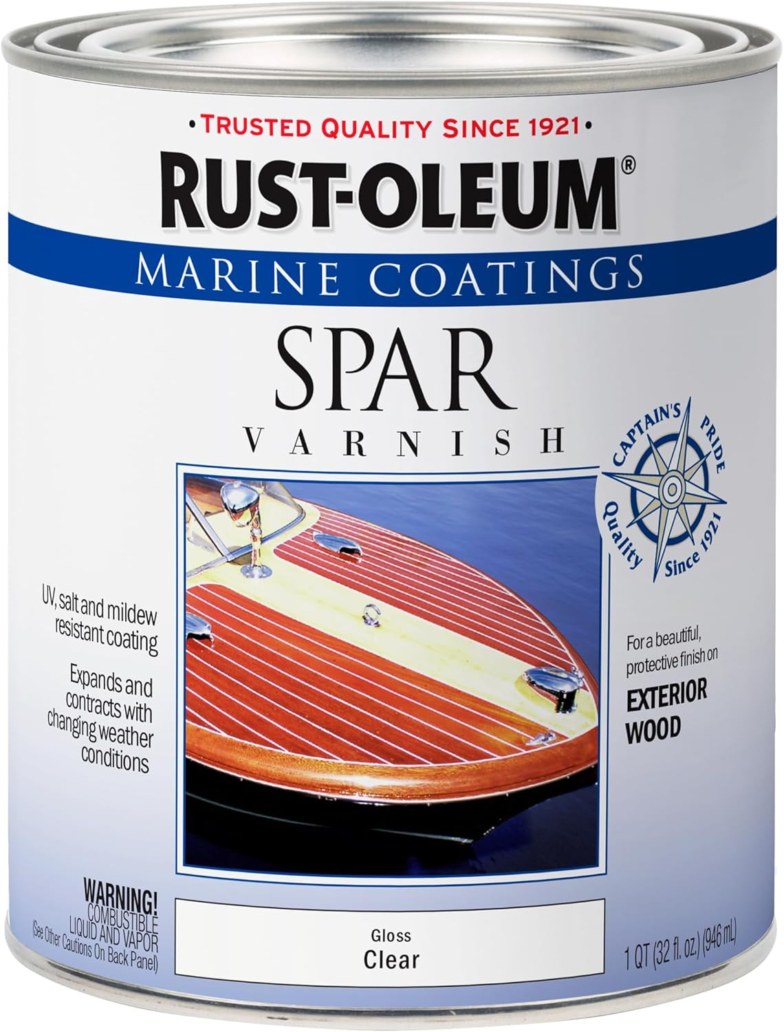 207008 Marine Spar Varnish, Quart, Gloss Clear