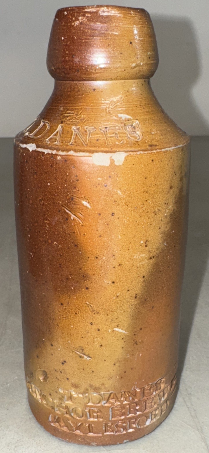 T. Danes Anchor Brewery Aylesford Ginger Beer 1910 Antique Pottery Stone Bottle
