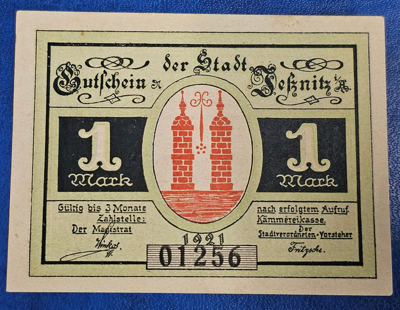 JESSNITZ NOTGELD 1 MARK 1921 EMERGENCY MONEY GERMANY BANKNOTE [🇩🇪35483]