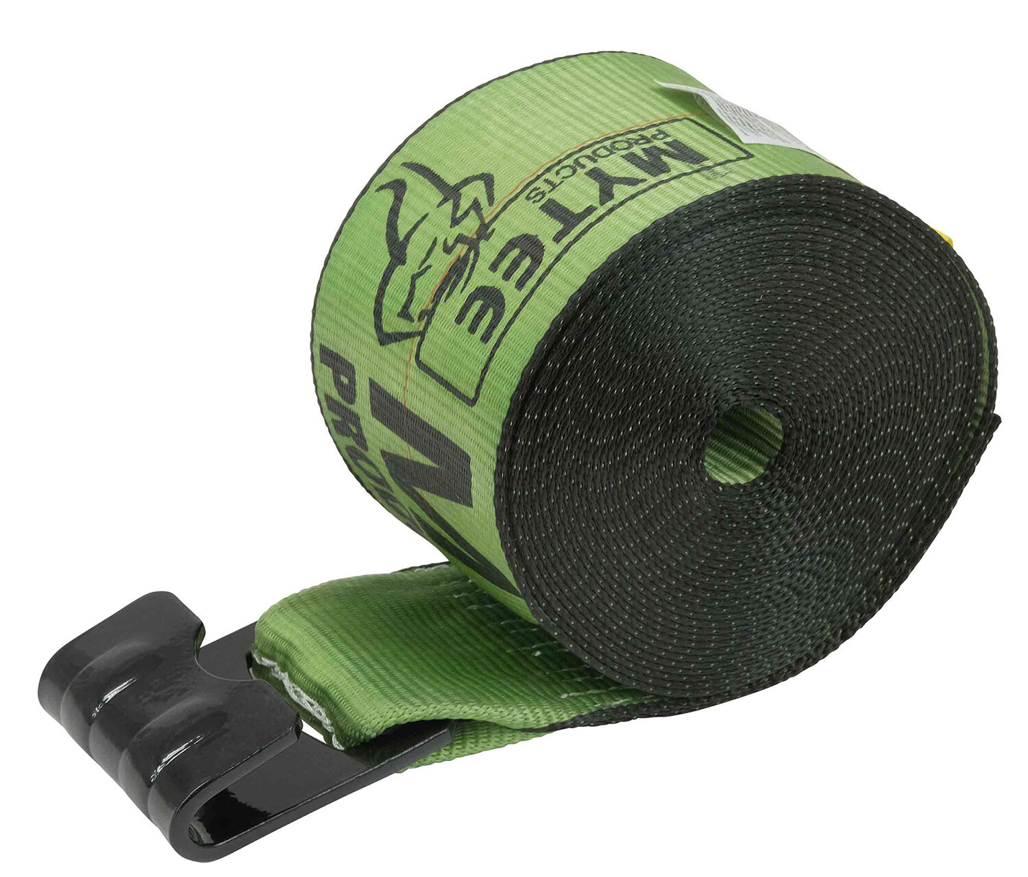 (20 Pack) 4" Winch Strap with Flat Hook - Green