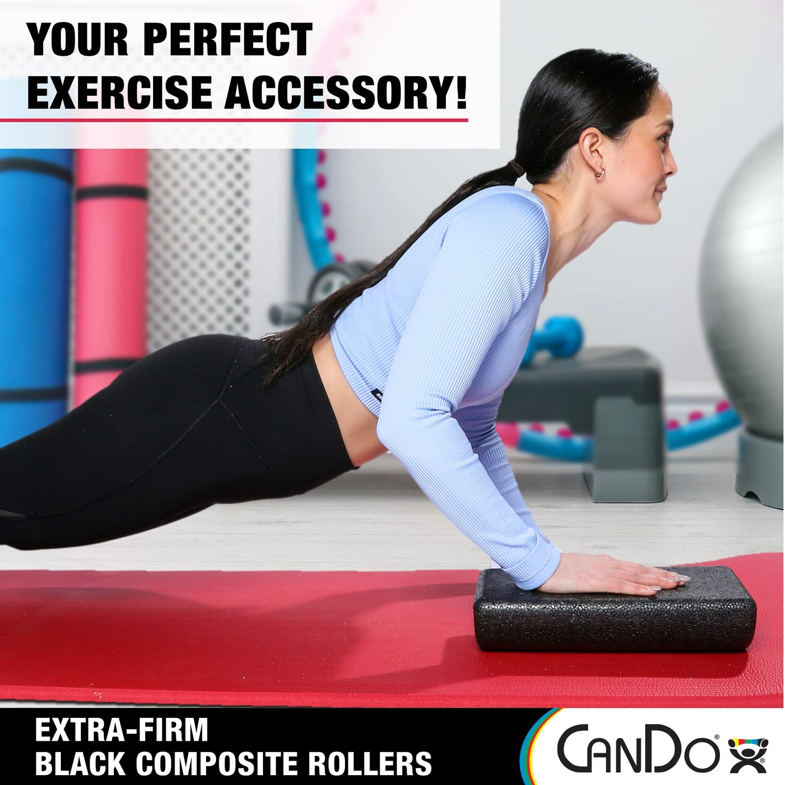 CanDo Black Composite High-Density Foam Rollers for Muscle 6" x 12",