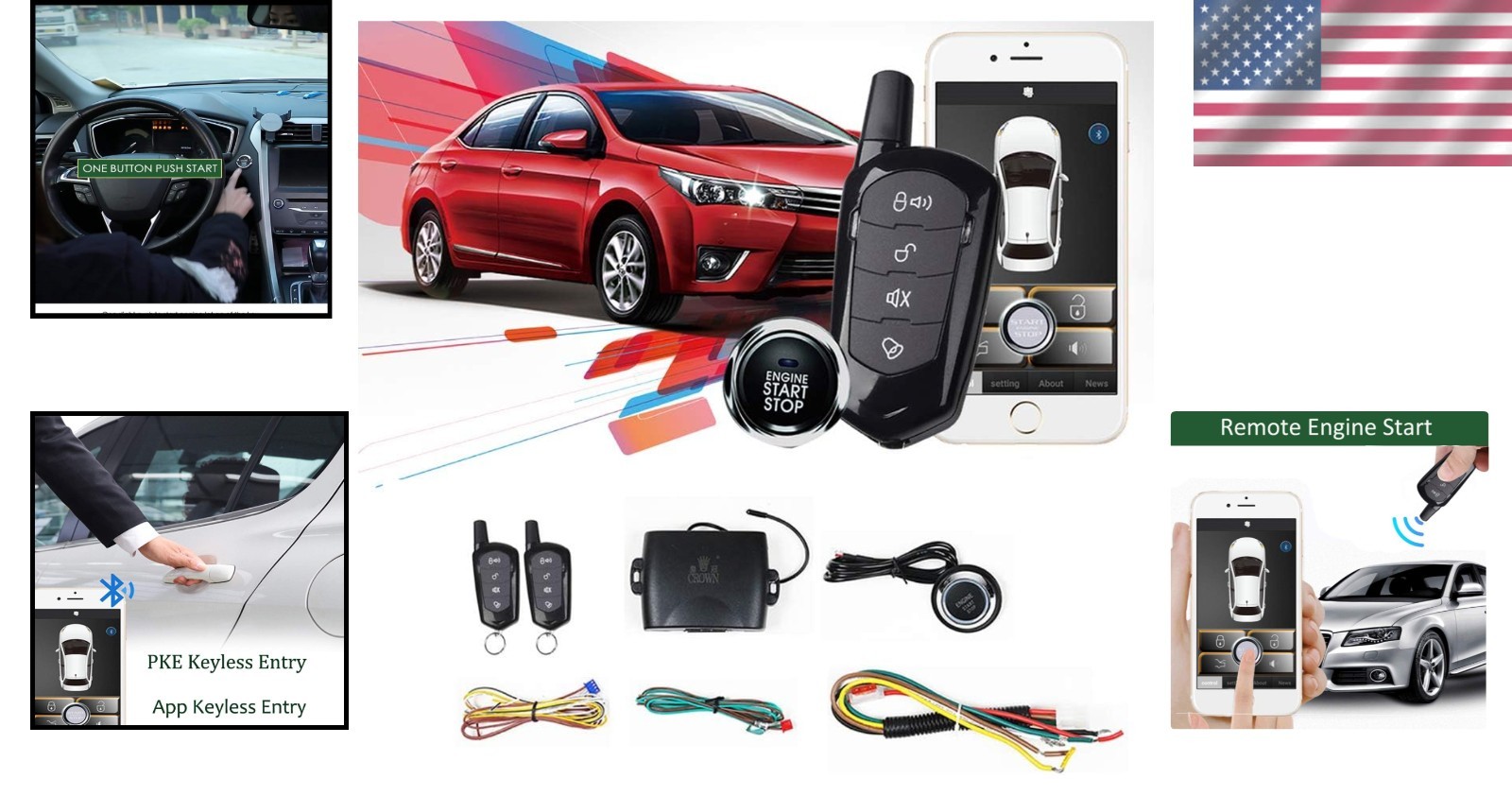Remote Engine Starter Kit with PKE Function - Smart Control for 12V Vehicles