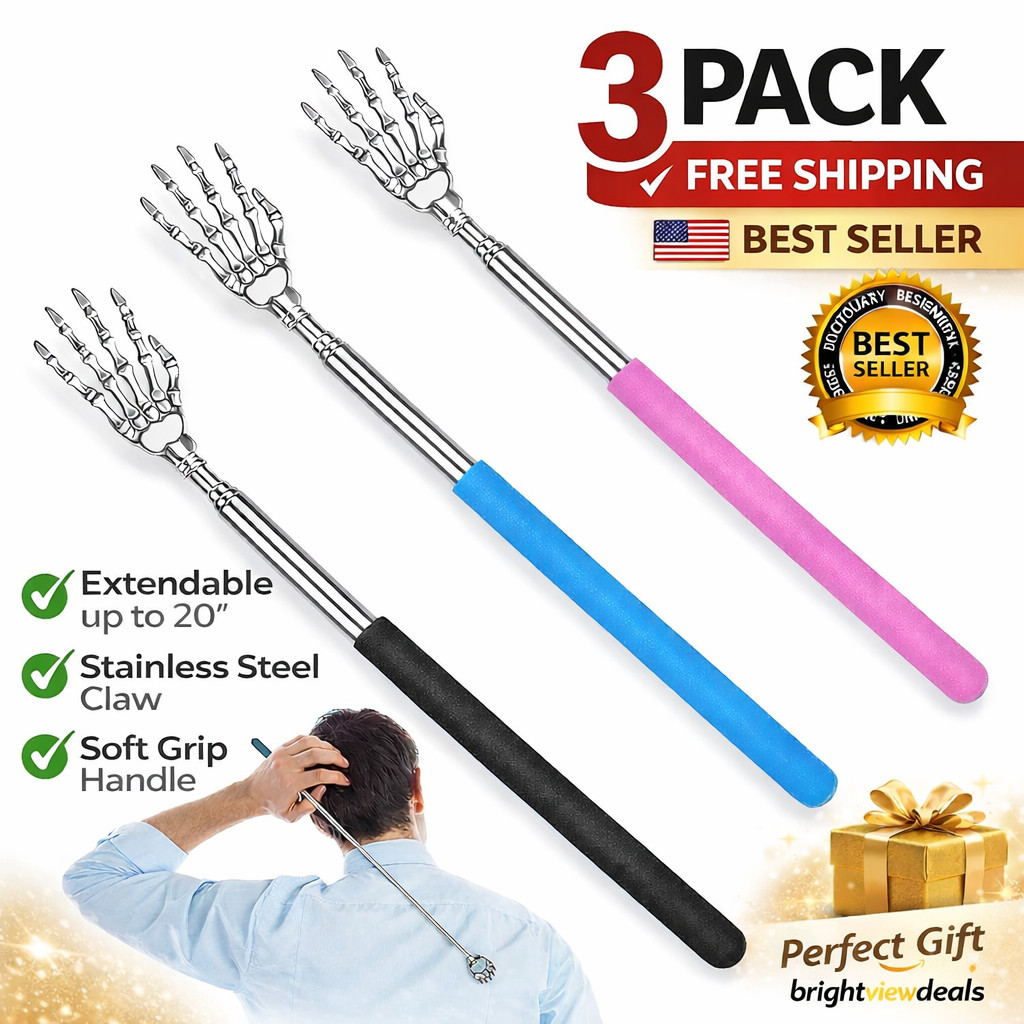 3 Pack Metal Back Scratcher Back Extendable Massager Bear Claw Telescopic New