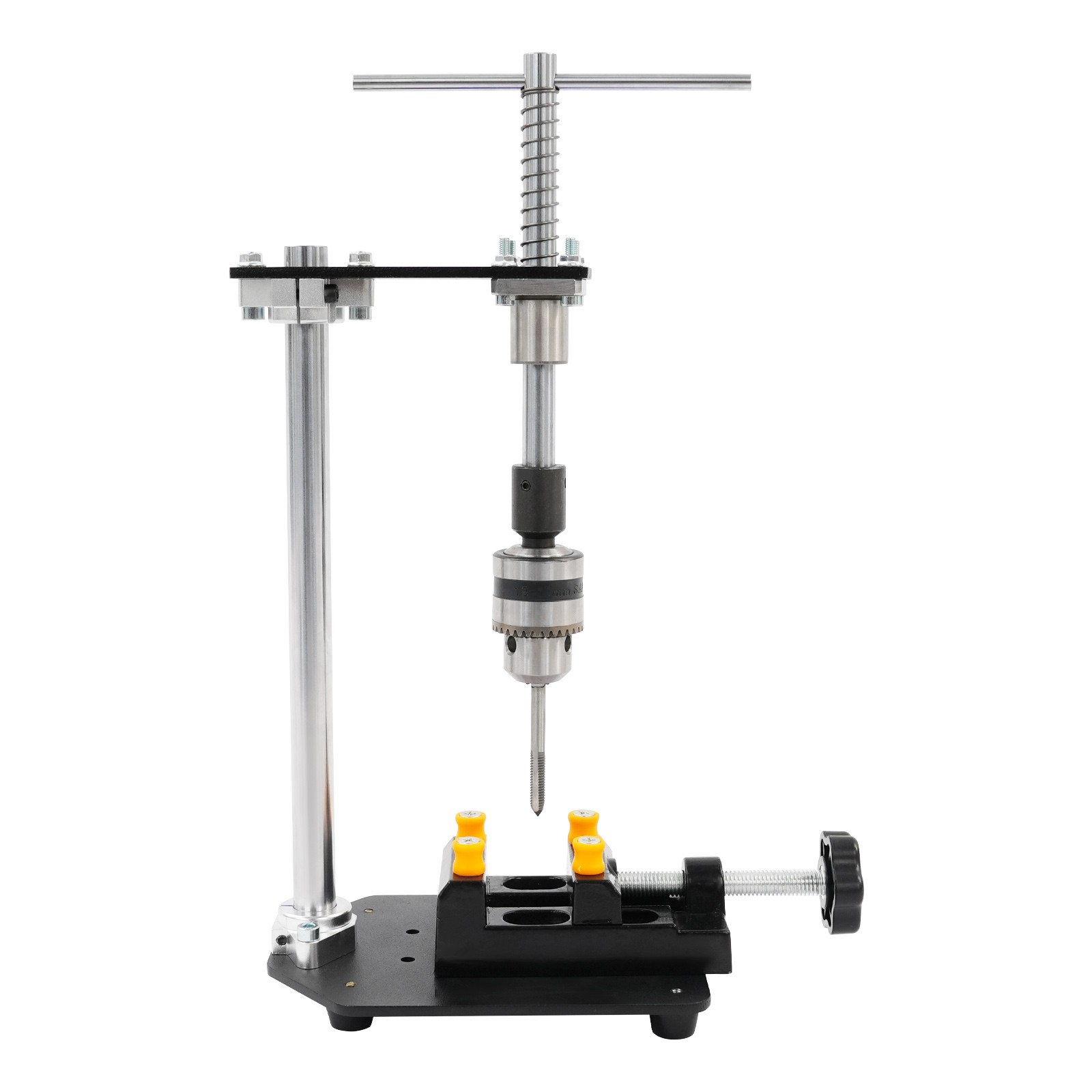 5.51in Rotating Handle Black Manual Tabletop Tapping Machine with Taps Vise