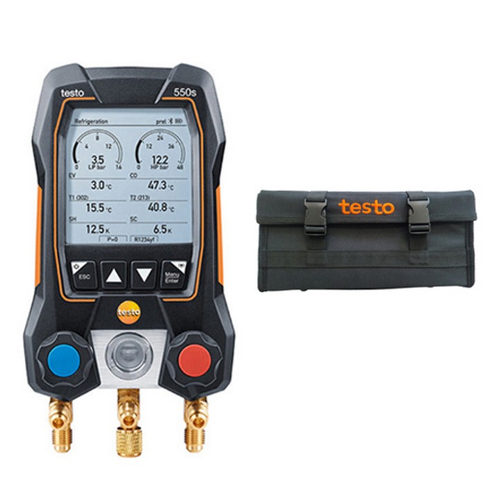 Testo 550s Smart Digital Manifold with Bluetooth 2-way Valve Block & Carry Bag