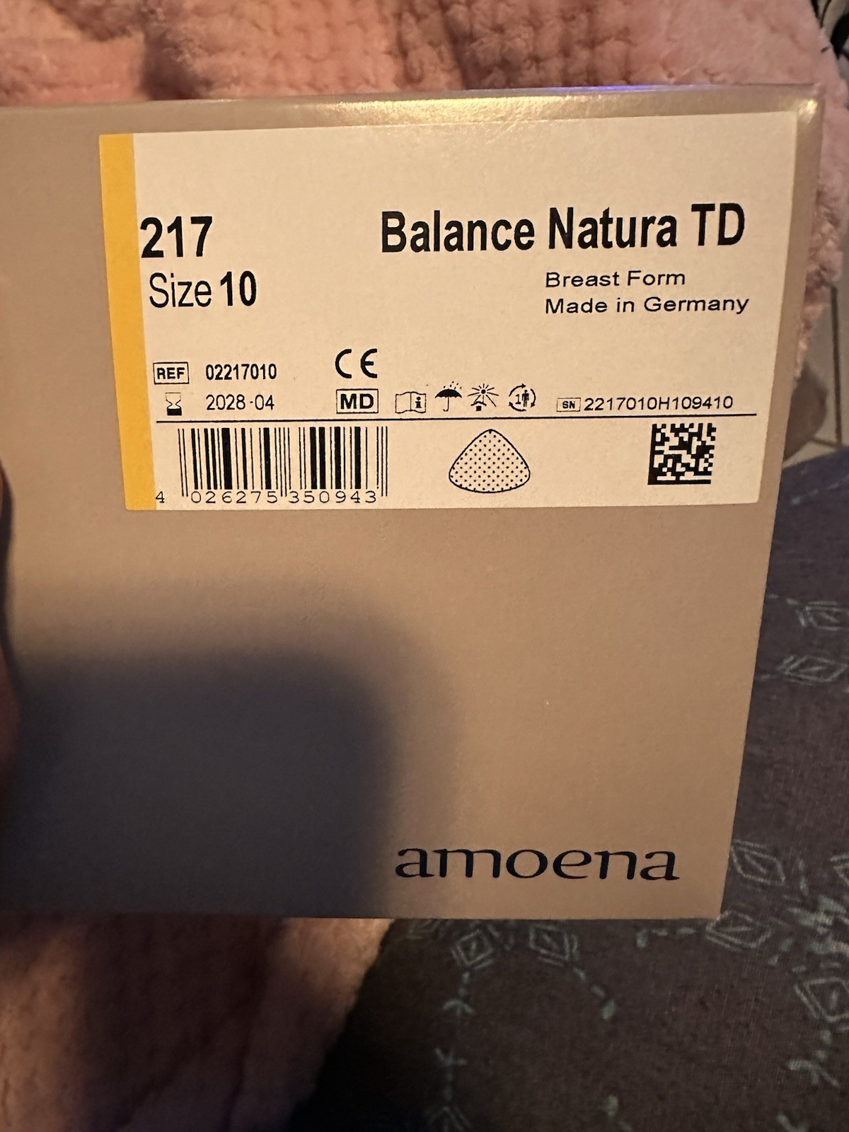 Amoeba Breast Form 217 Size 10 Balance Natura TD