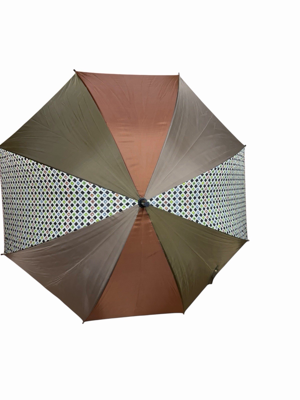 Vintage Aramis Umbrella Monogram Green Brown Wood Grain Handle Rare NWT