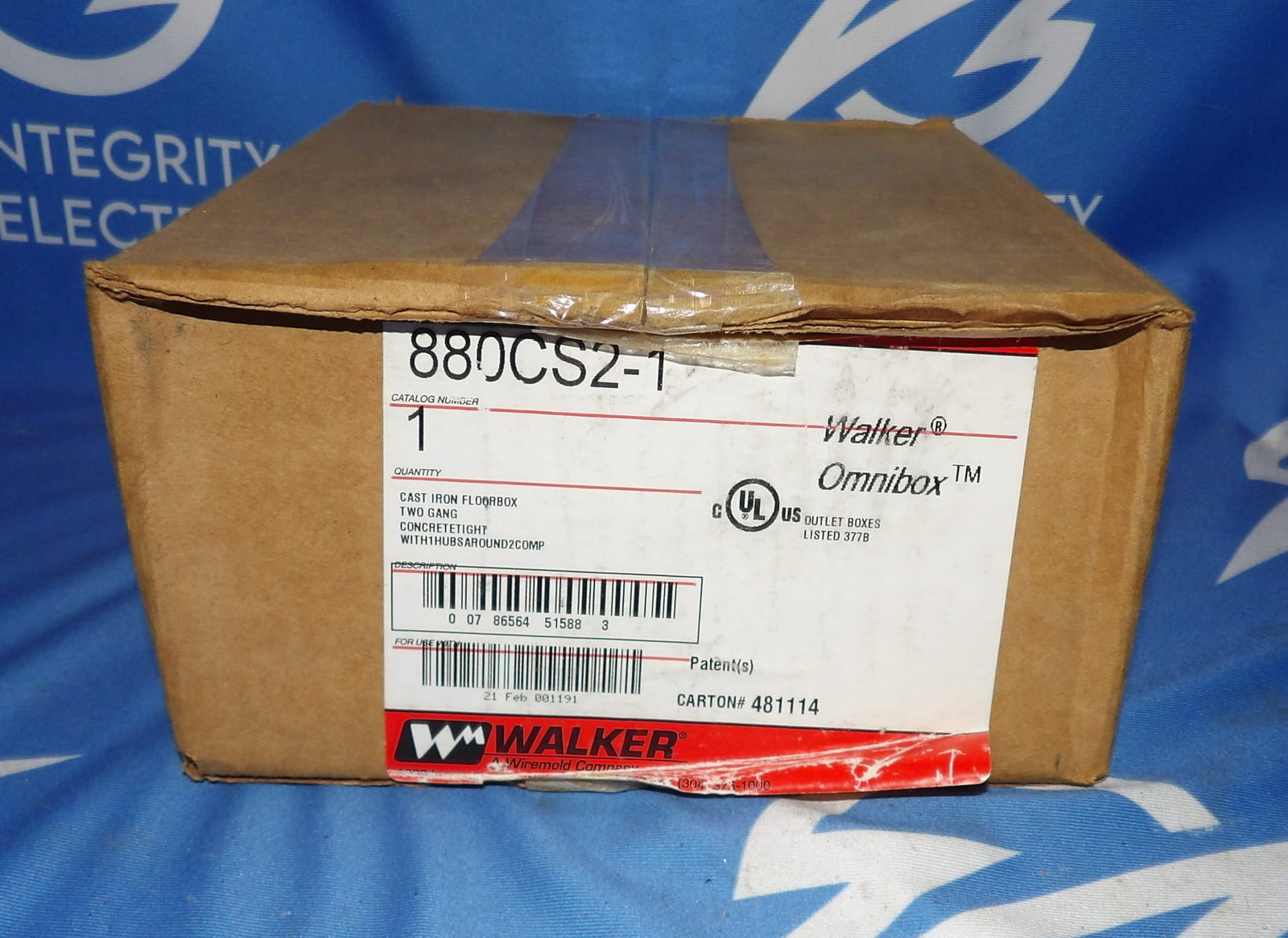 NIB Walker 880CS2-1 Two Gang Cast Iron Floorbox + 1 Year Warranty