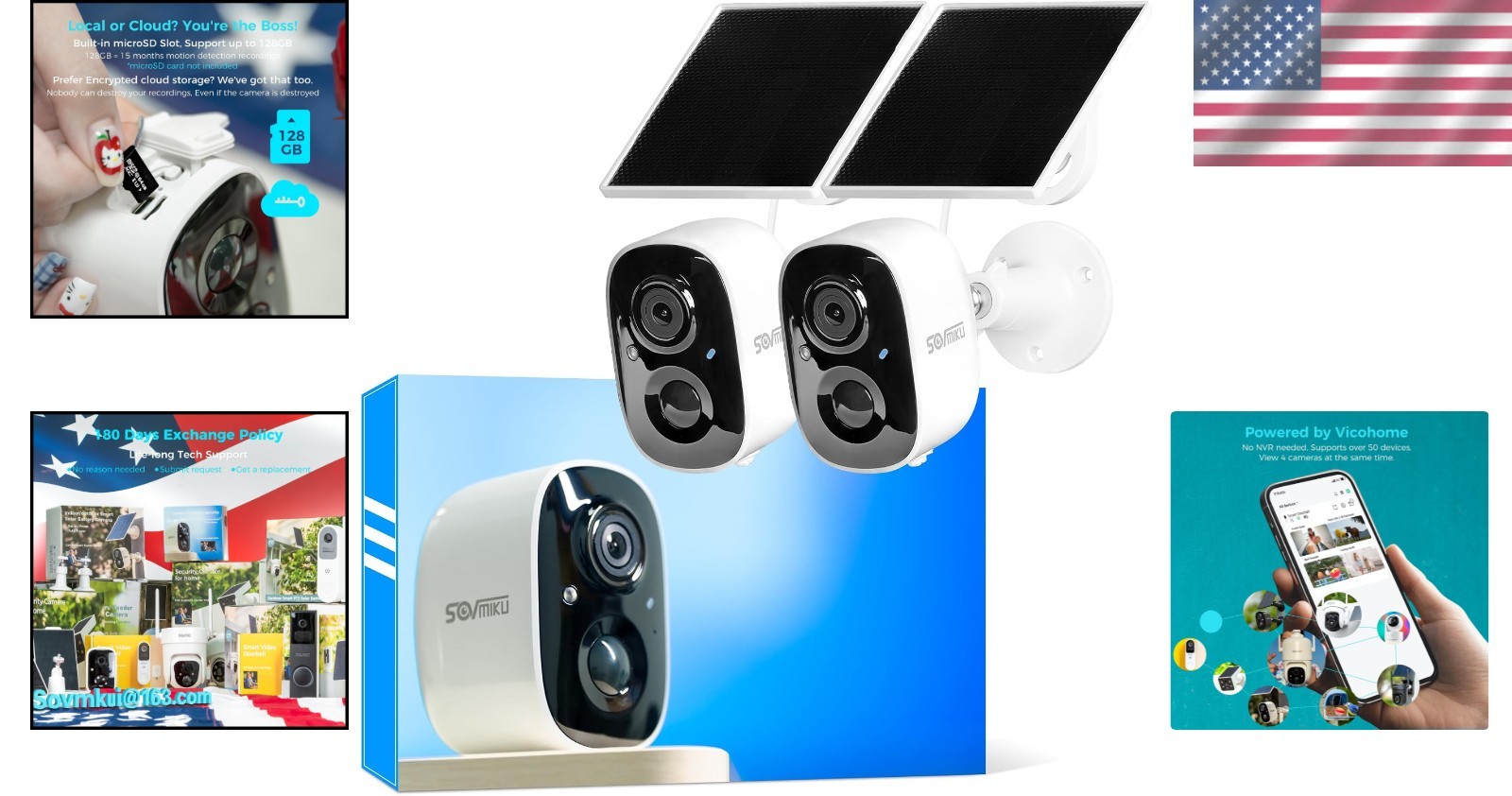 Vicohome 2K Solar Security Camera - 3MP Wireless Outdoor, Battery Powered, Co...