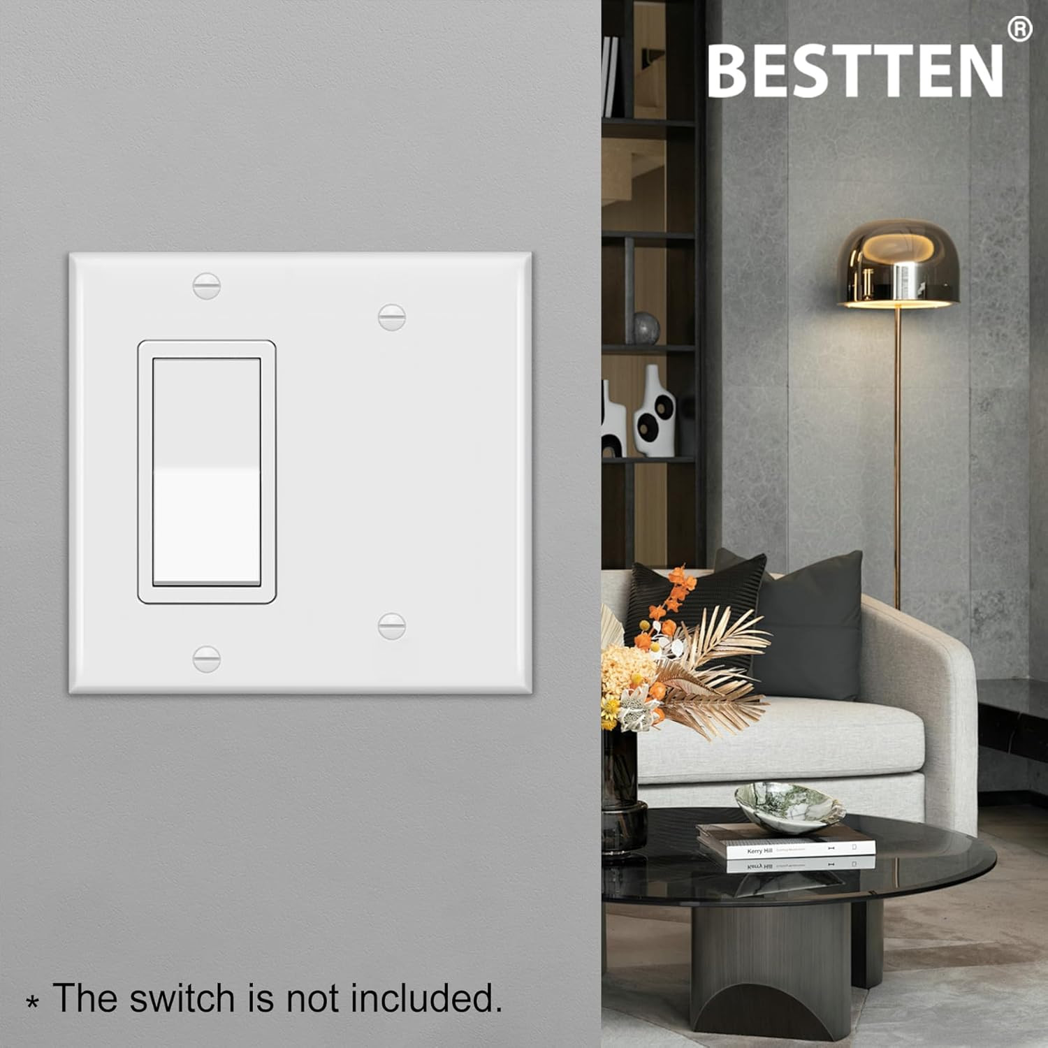 2-Pack 2-Gang Combination Wall Plate, Unbreakable White Polycarbonate