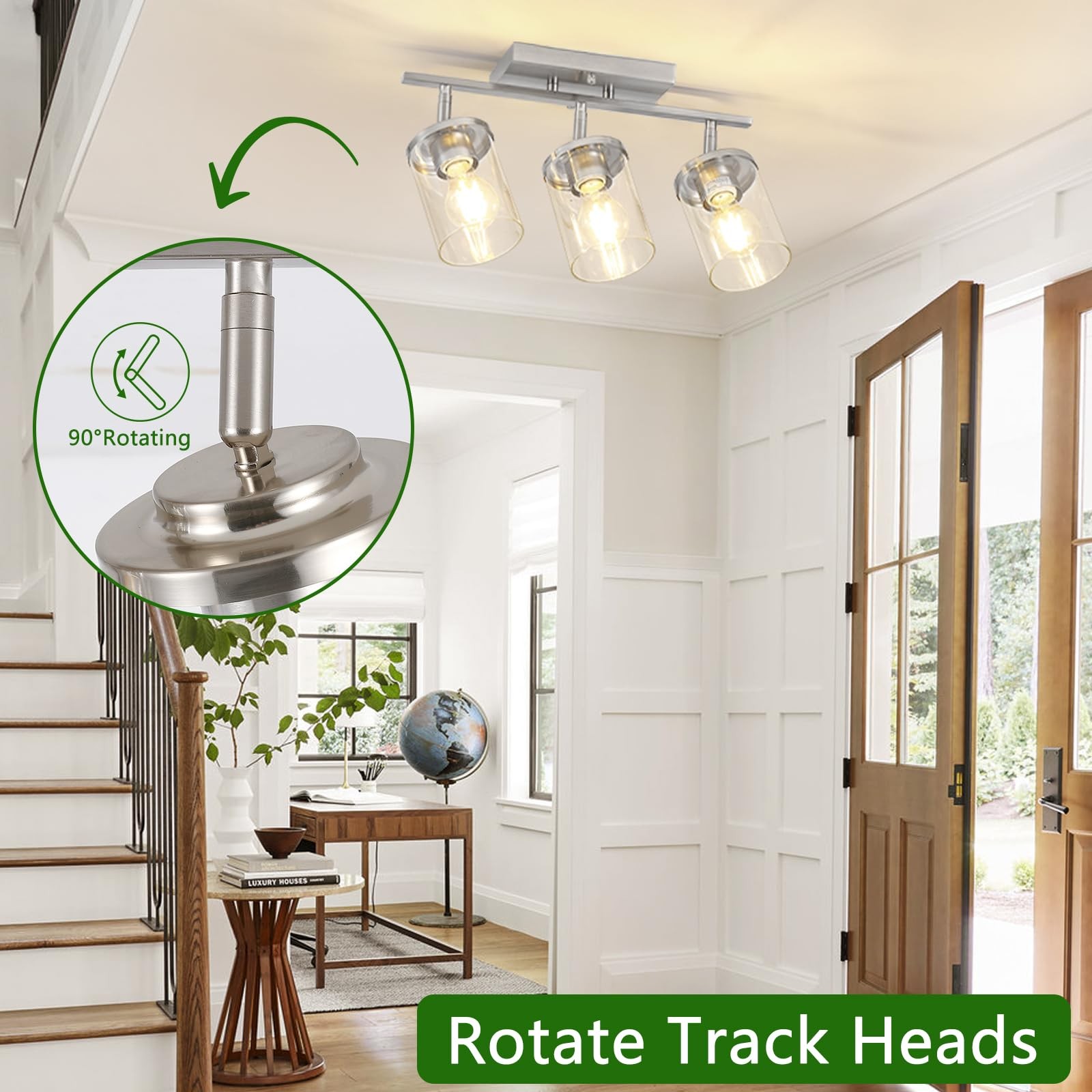 FadimiKoo 3-Lights Kitchen Light Fixtures Ceiling 3-Lights, Brushed Nickel