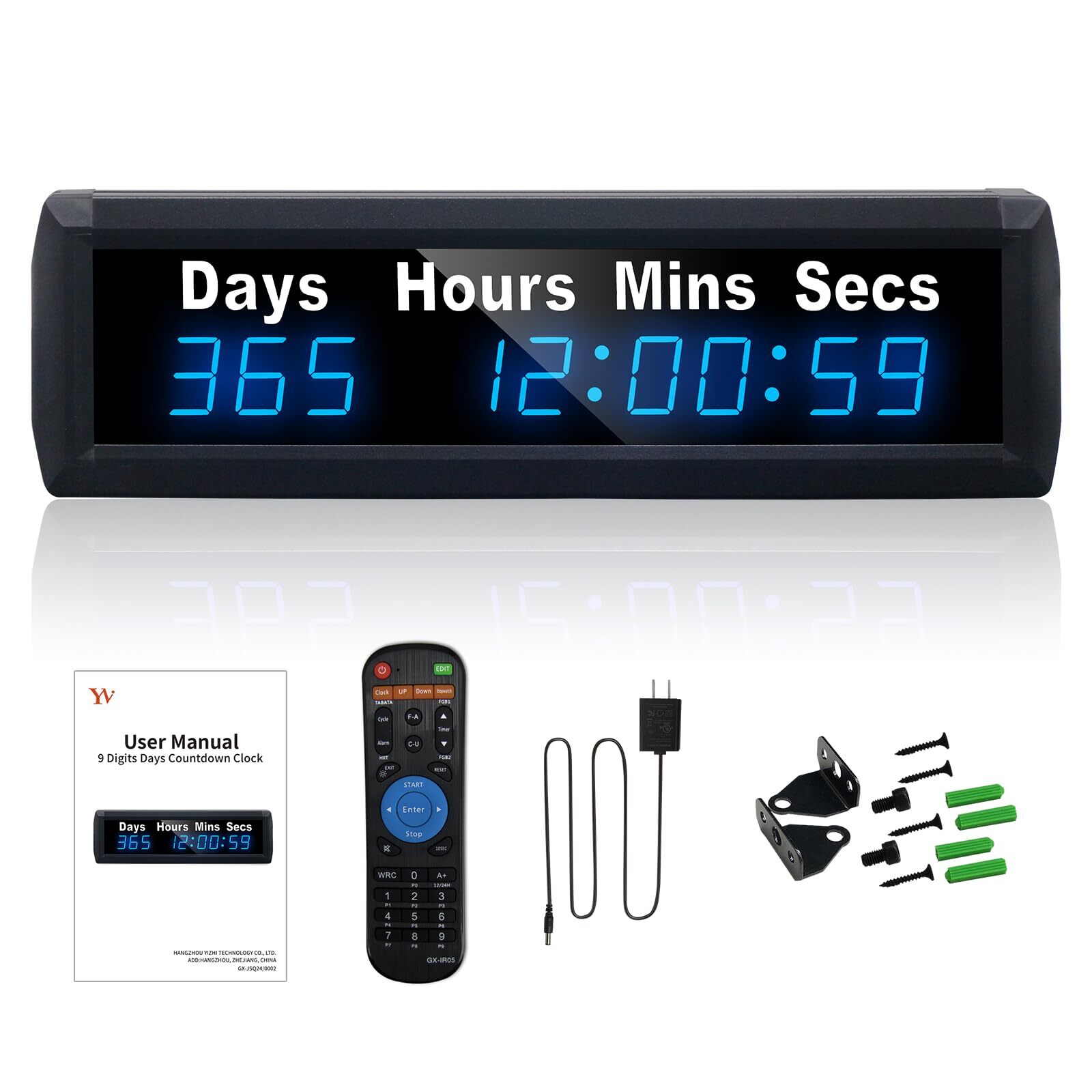 YZ Digital 999 Days Countdown Timer, Up/Count Clock with Remote, 12/24 Hour Real