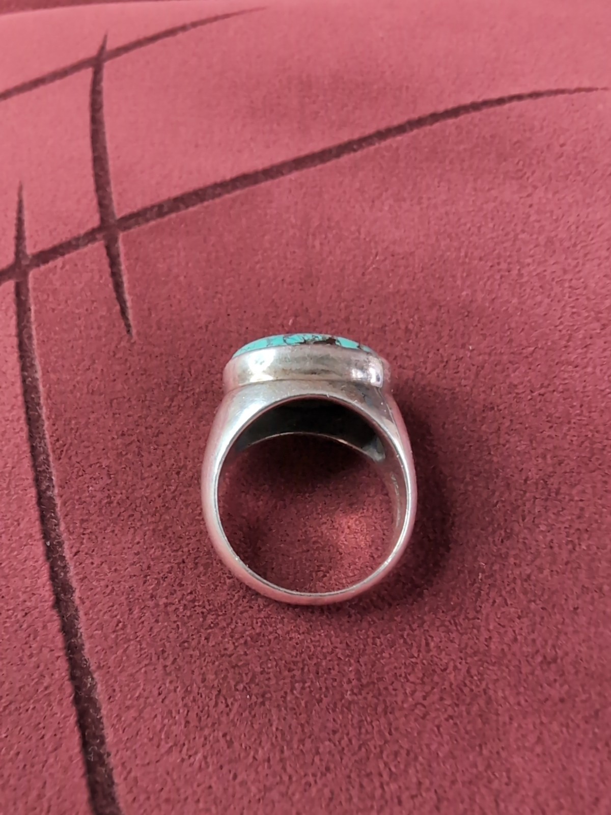 Statement Turquoise 925 Sterling Silver Dome Style Band Size 9