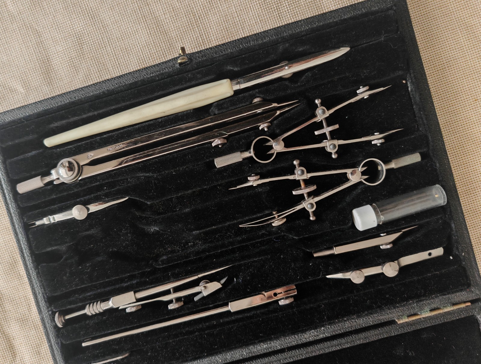 Vintage Harling London Technical Drawing Instrument Set Drafting Compass & Tool