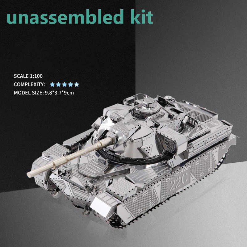 1:100 3D Metal Chief Tank MK50 Military DIY Vehicle Model Unassembled Kit