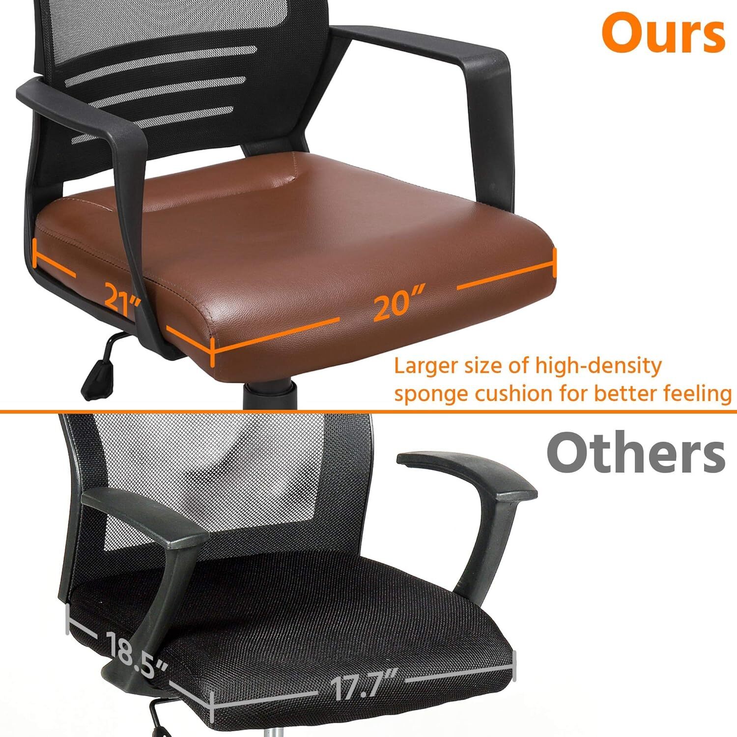 Ergonomic Home Office Chair Leather and Mesh Combine Desk Chair Rolling Swivel