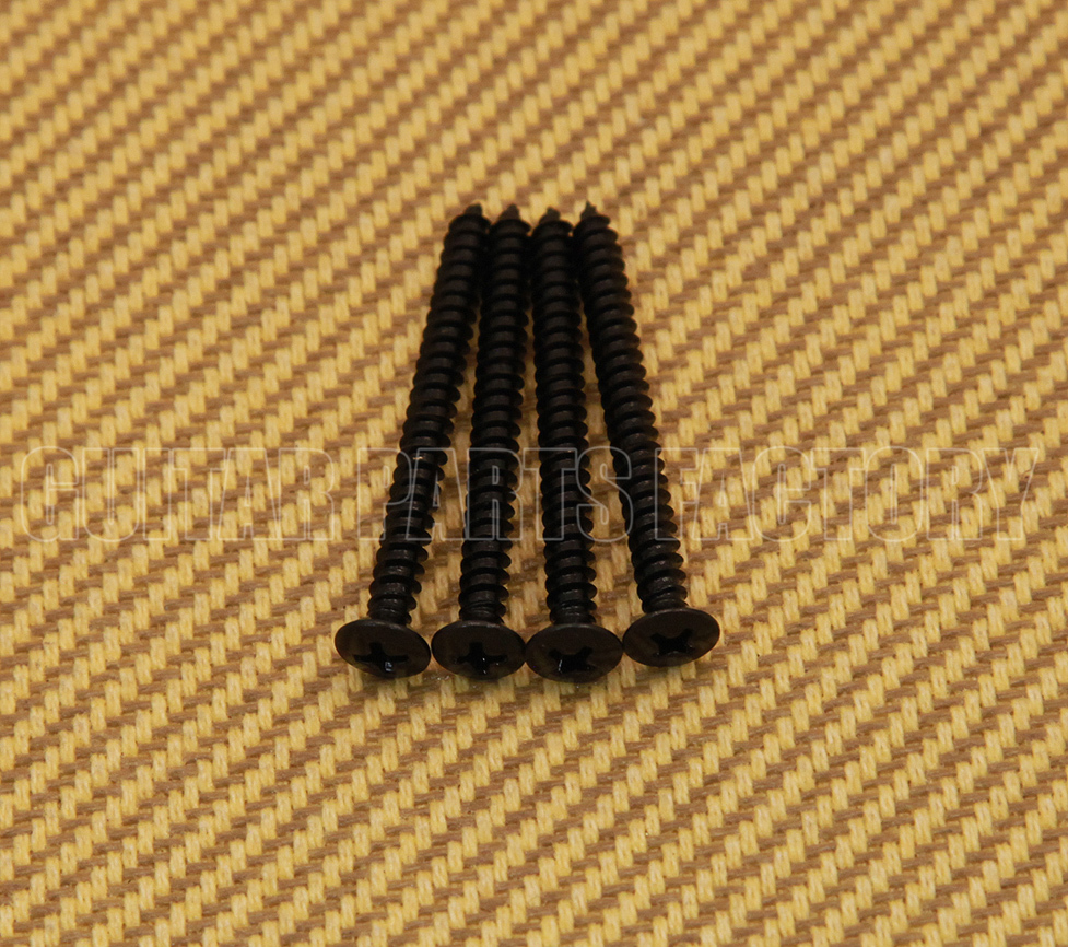 GS-0005-003 Pack of 4 Black Neck Plate Screws for Guitar & Bass