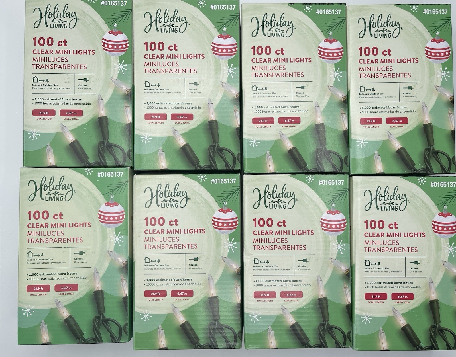 LOT of 8 Holiday Time 100  Mini Christmas Wedding Lights 21’ Green Wire